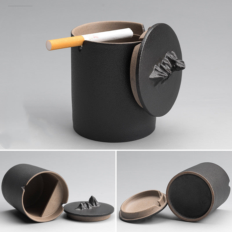 Portable Anti Fly Ash Device With Cover For Automobile Ashtray